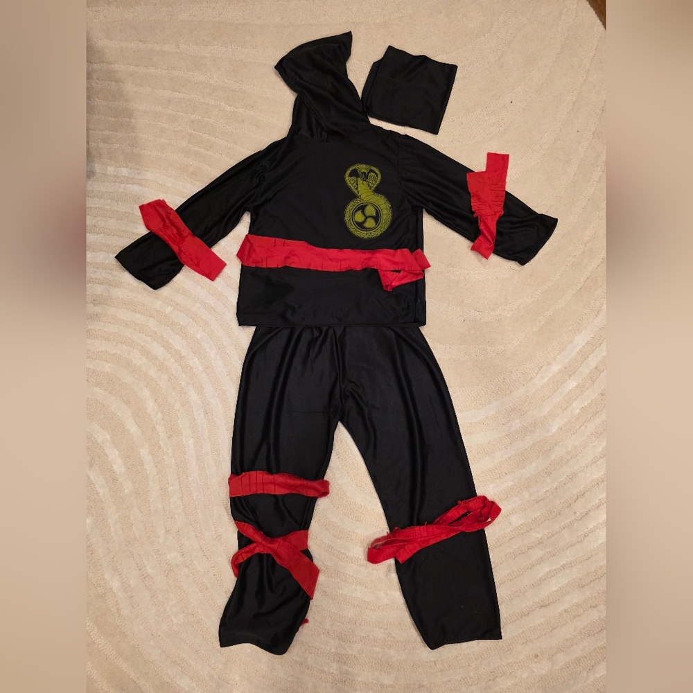 Kids Ninja Costume with Red Accents